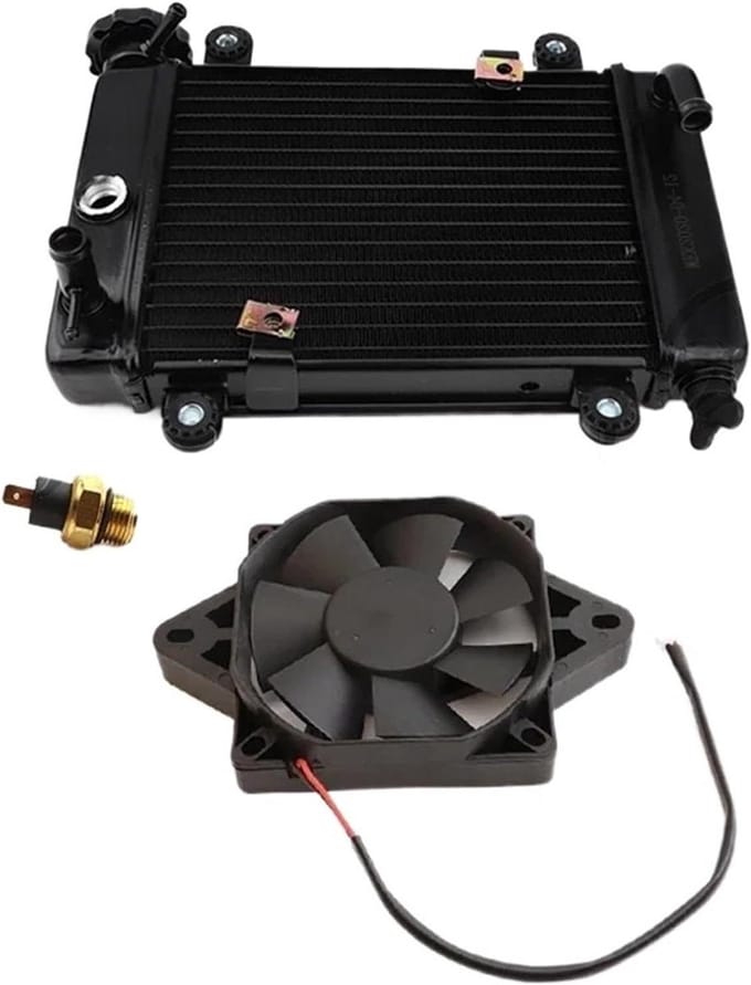 Motorkoeler Radiator - Koelset Ventilator - Motor Koelen - Temperatuursensor - 12V - Zwart