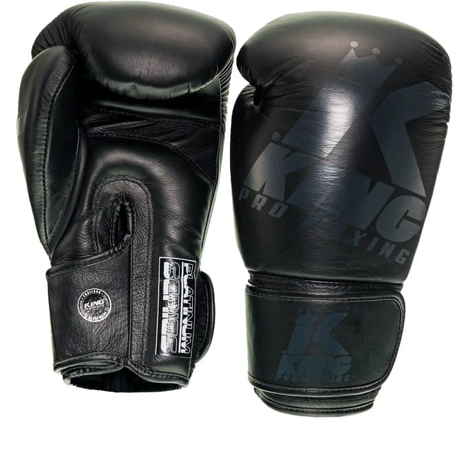 King Pro Boxing Bokshandschoenen - Platinum 7 - Echt leer - Zwart / Grijs 14 oz