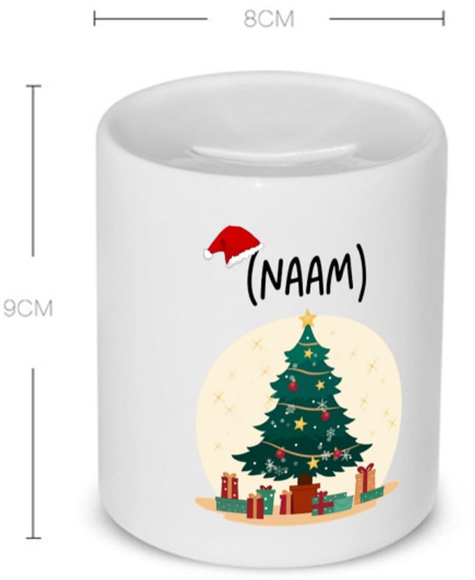 Akyol - kerst kerstboom met eigen naam Spaarpot - Kerstmis - kerst beker - winter - kerst - christmas - kerst cadeau - 350 ML inhoud
