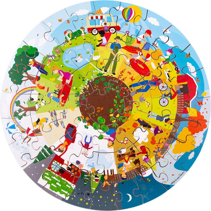 Bigjigs Wooden Seasons Floor Puzzle Round 50 pcs. Hout