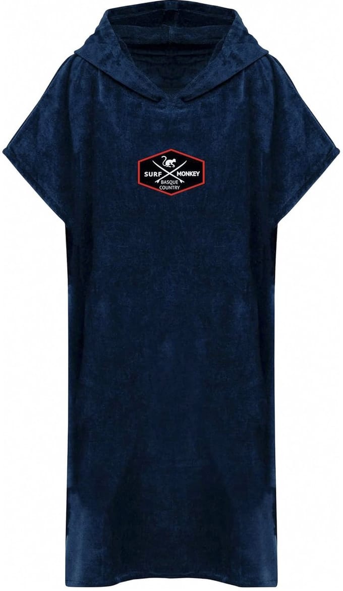 Surfponcho - Biologisch katoen / Geborduurd logo (Blauw S-M)