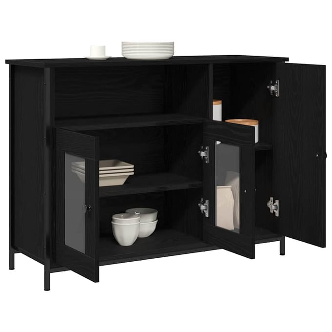 vidaXL - Dressoir - Zwart - Eiken - 100 - x - 35 - x - 75 - cm