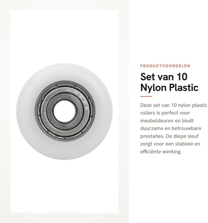 Dailygoods - Set van 10 Nylon Plastic Rollers met Diepe Sleuf voor Meubeldeuren