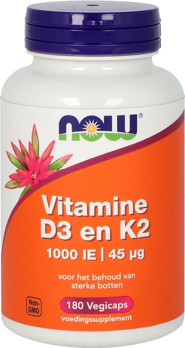 NOW - Vitamine D3 en K2 - 180 capsules