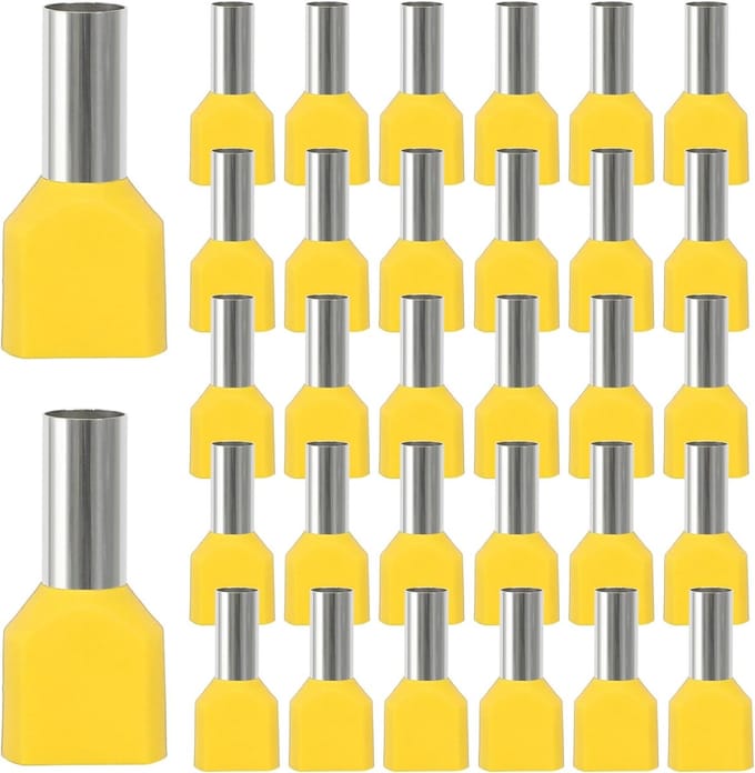Twin Cord-End Ferrules - 6 mm² - Dubbele Set - 2 x 6.0 mm² Lange - Dubbele Cord-End Ferrules - Set Twin - Elektrische Verbindingen - Kwaliteit Ferrules