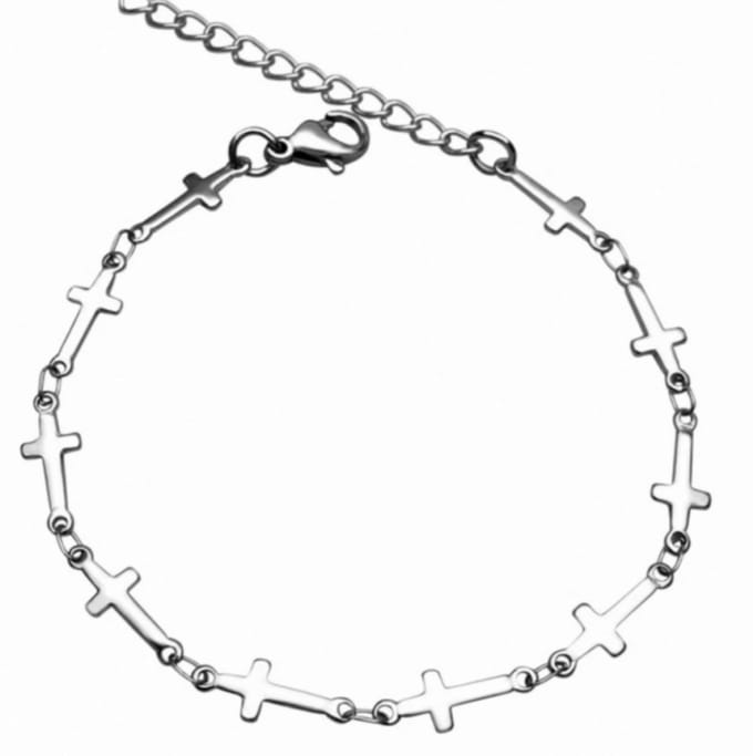 Armband-RVS- kruis-19-23 cm- - Charme Bijoux