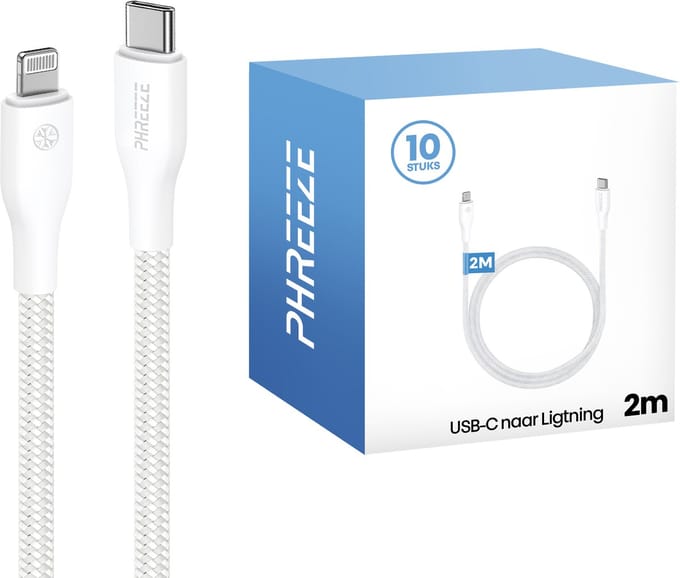 Multipack geschikt voor Lightning kabels 2m - 10 pack - Ideaal voor grootverbruikers, bezorgers & zakelijk