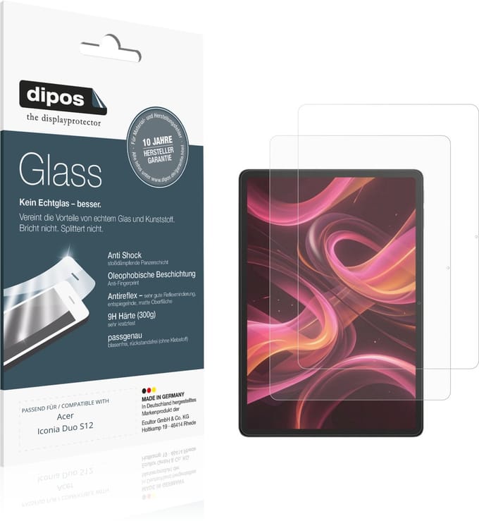 dipos – 2x Matte Pantserfolie geschikt voor Acer Iconia Duo S12 | 9H Screenprotector