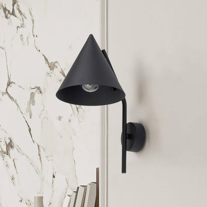 TK Lighting Wandlamp Cono, 1-lamp, zwart, E27