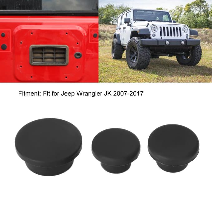 3 stuks rubberen plug voor achterklep, past voor Jeep Wrangler JK 20072017 auto-accessoires black