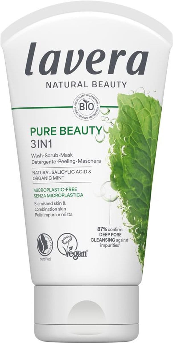 Lavera Pure beauty 3-in-1 wash scrub mask 125 Milliliter