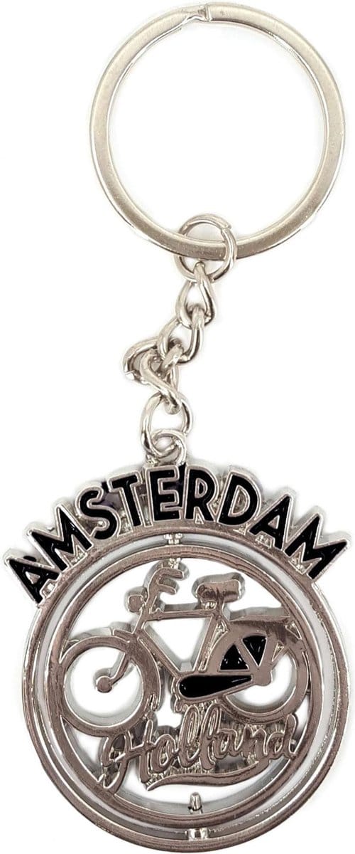 Matix Sleutelhanger Fiets Amsterdam 4 Cm Staal Zwart/zilver