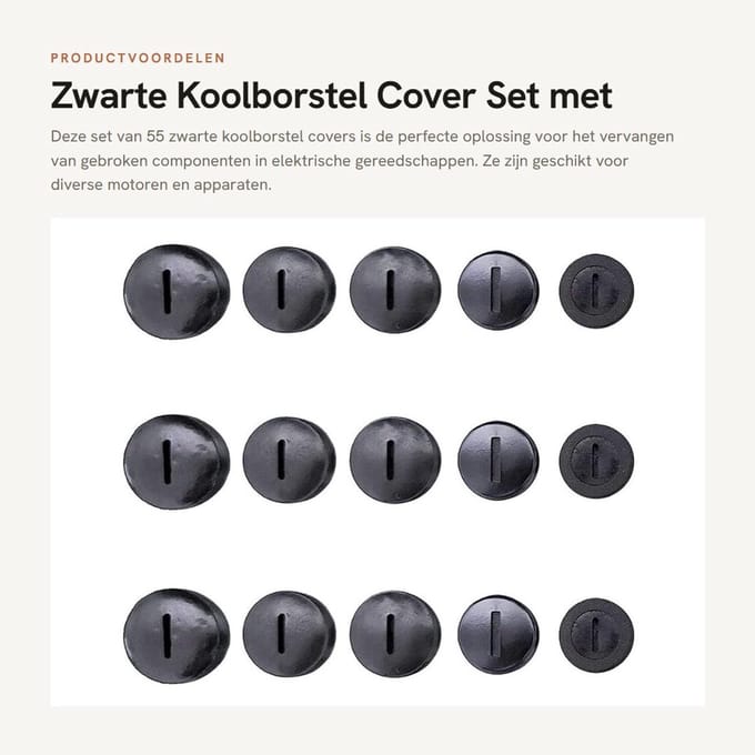 Dailygoods - Zwarte Koolborstel Cover Set met Connector, 55 Stuks