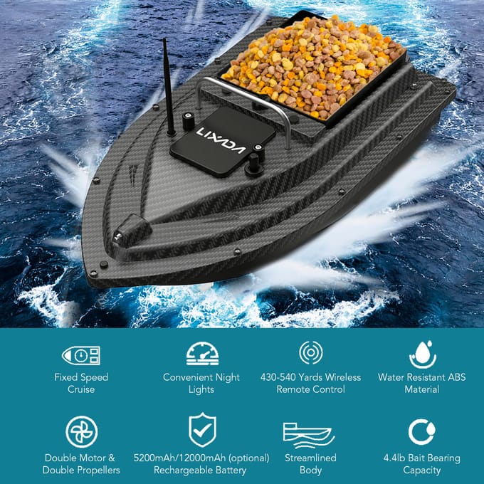 Draadloze afstandsbediening Visaas Boot Visserijvoeder 430-540 yards Fishfinder op afstand 12000mAh EU Plug