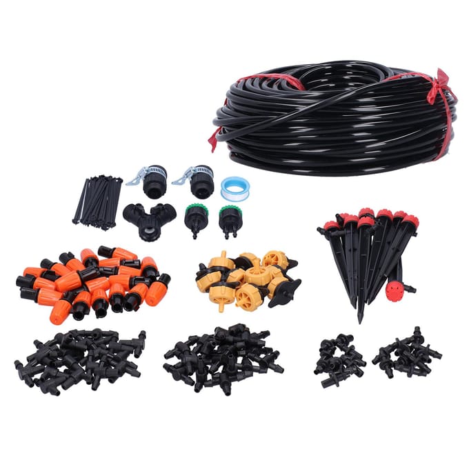 40M 4 7 Slang Tuinirrigatiesysteem Druppelirrigatiekit Bewateringskit voor Kas Gazon black