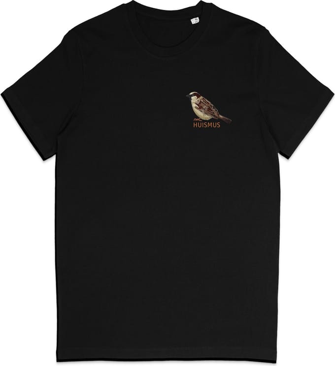 T Shirt Huismus - Vogelaar - Zwart - S