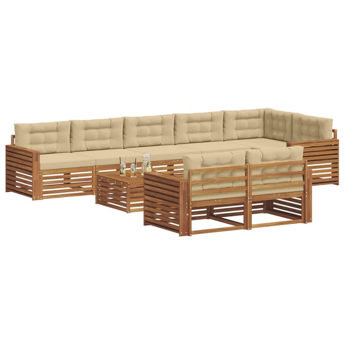 vidaXL - Buiten - bank - set - 9 - st - Natuurlijk - en - Beige
