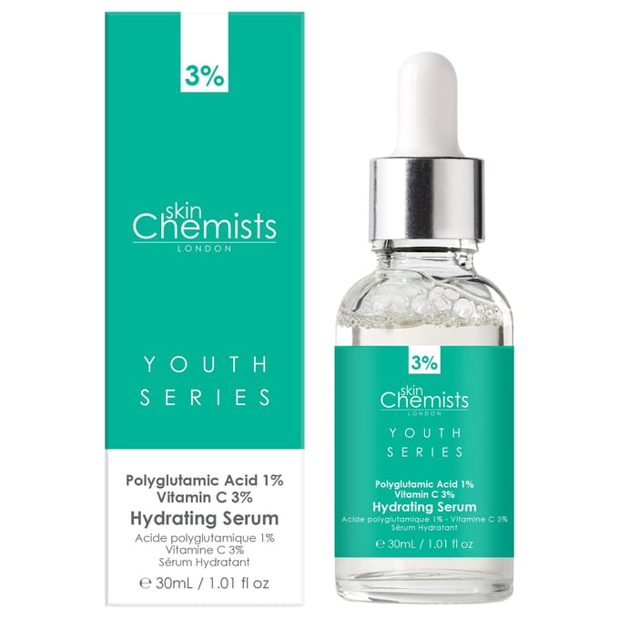 skinChemists Hydraterend anti-aging serum met 1% polyglutaminezuur en 3% vitamine C, 30 ml