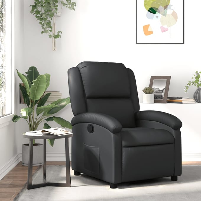 vidaXL - Relaxfauteuil - Zwart - Echt - Leer