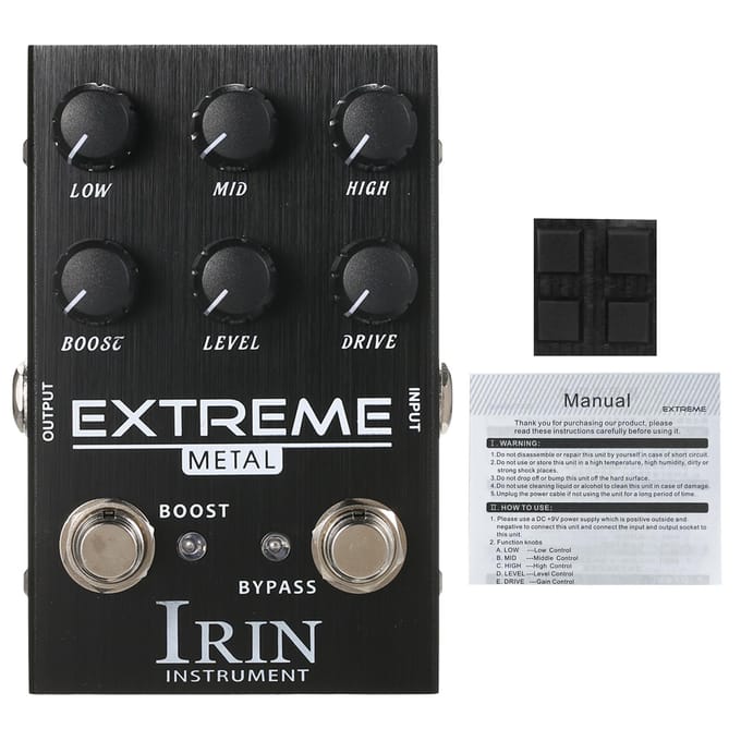 IRIN Distortion Gitaar Effectpedaal Draagbare Gitaar Effector met LOW/MID/HIGH Frequentie Boost zwart