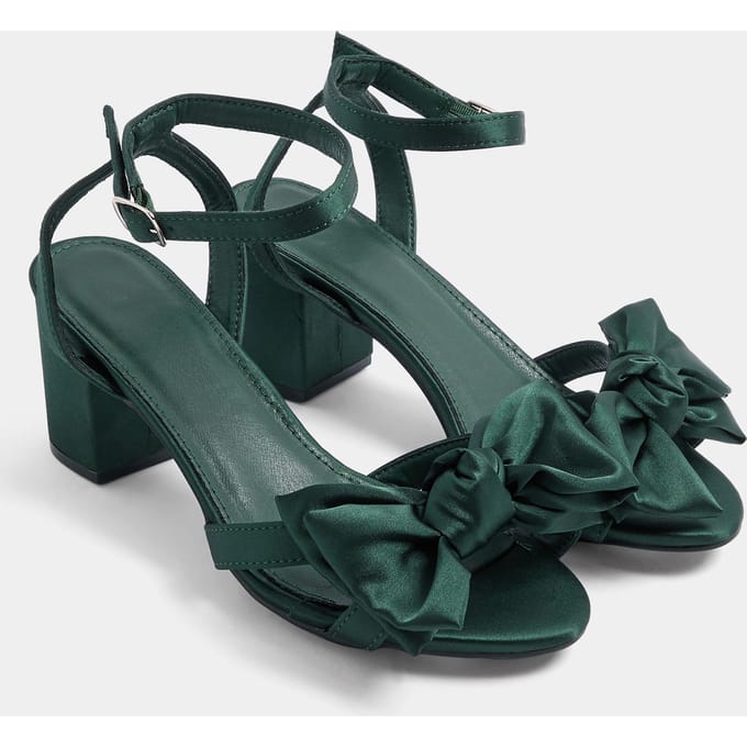 Yours Turquoisegroene Sandalen Met Strik En Blokhak In Extra Brede Eeepasvormsize 37EEE