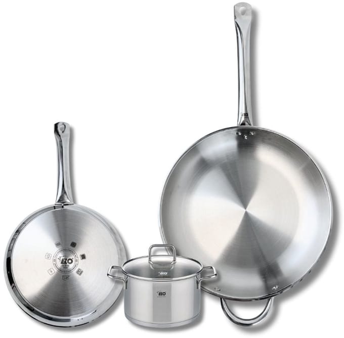 Set van 2 Koekenpannen 24 en 32 cm en 1 braadpan 14 cm Elo Profi Citrin