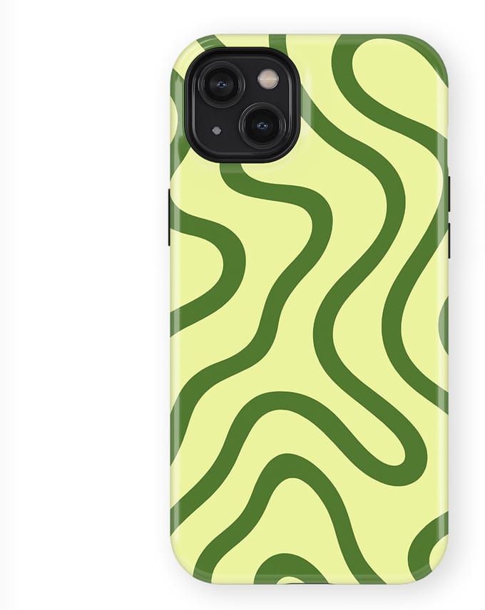 DripCase Curvy Lines Hoesje geschikt voor iPhone 14 Plus | Backcover met Mag | Design Tough Case geschikt voor iPhone 14 Plus Leaf Loop