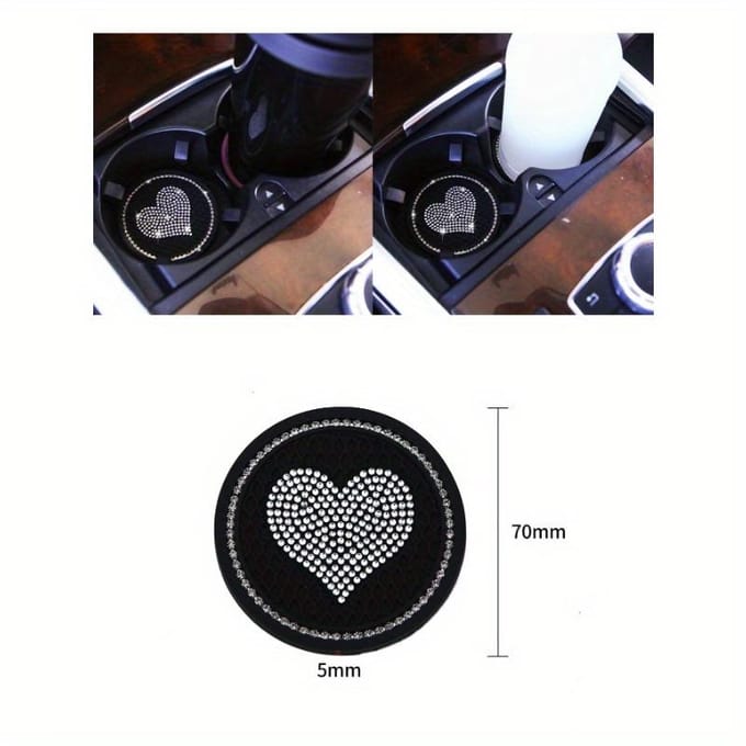 Strass Hart Decor Auto Onderzetter one-size zwart