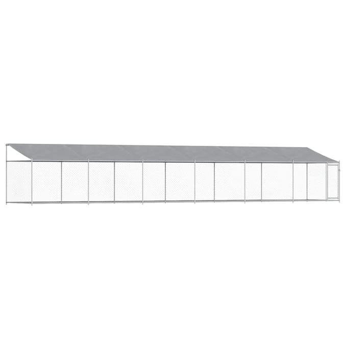 vidaXL Hondenhok met dak en deur 12x2x2 m gegalvaniseerd staal grijs