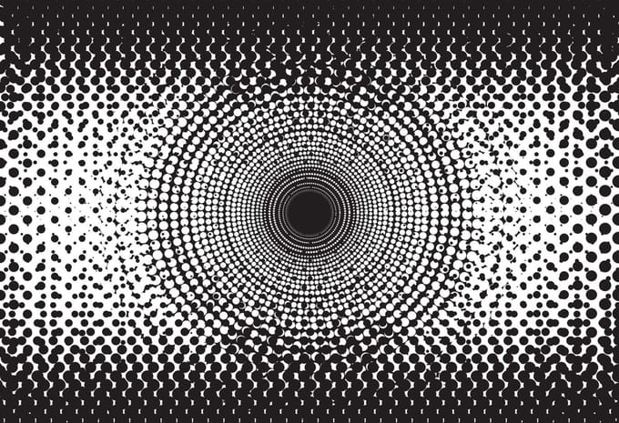 Fotobehang Abstract Black White Dots | PANORAMIC - 250cm x 104cm | 130g/m2 Vlies