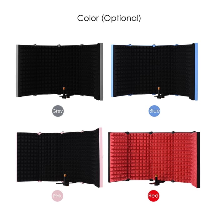 5-deurs Professioneel Studio Opname Microfoon Isolatiescherm Opvouwbaar Popfilter Microfoon Wind black