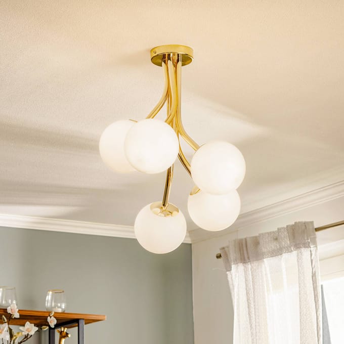 Euluna Selva plafondlamp, 5-lamps offset, goud