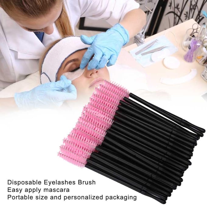 100 stuks Wegwerp Wimperborsteltjes Mascara Staafjes Applicator Make-up Borsteltjes Set Roze roze