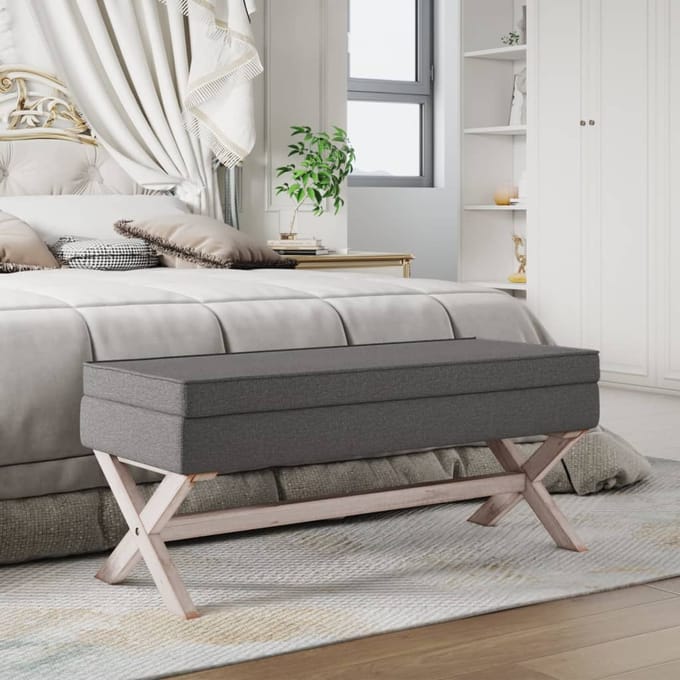 vidaXL - Opbergkruk - 110x45x49 - cm - stof - donkergrijs