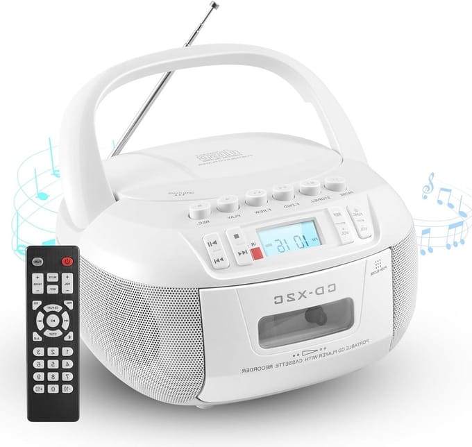 CD en Cassette Speler - Boombox Radio - Muziek Afspelen - Bluetooth USB AUX