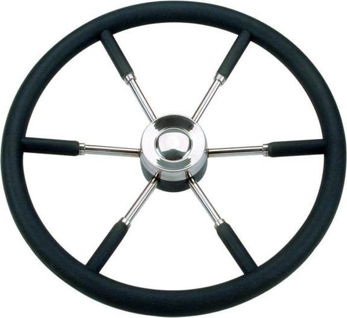 Stuurwiel RVS met Polyurethaan Grip Ø 55 cm – 6‑Spaaks | Vetus / Teleflex / Ultraflex Compatibel