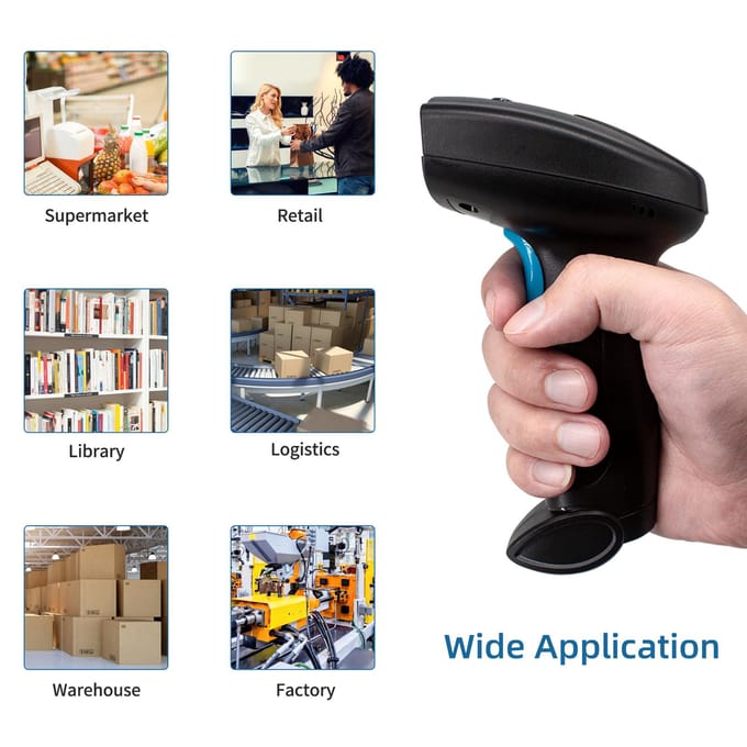 1D 2D Barcodescanner Handheld USB Draadloos Barcodelezer Handmatig triggeren / Automatisch continu scannen U-2W