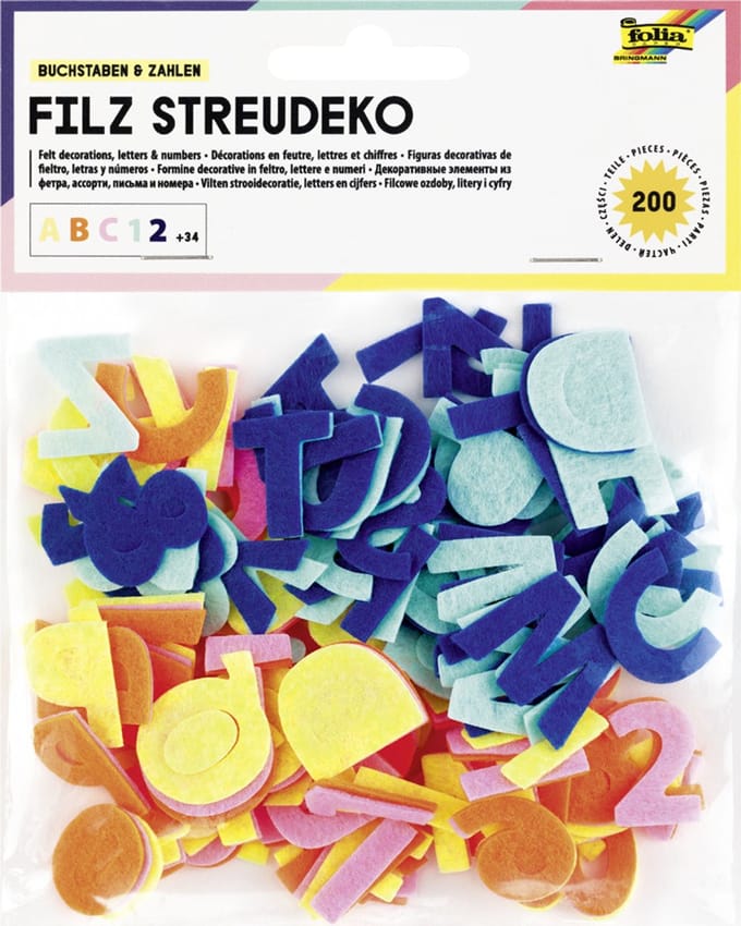 folia Vilt decoratie 'Letters & Cijfers', 200 stuks