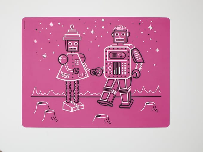 Modern Twist Mark Matz Robot Love Placemat - 40 x 32 cm - Roze