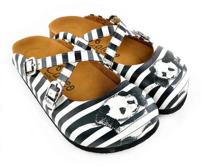 Goby Panda Stripes Dames Clogs – Handmade – Vegan Leer – Maat 39
