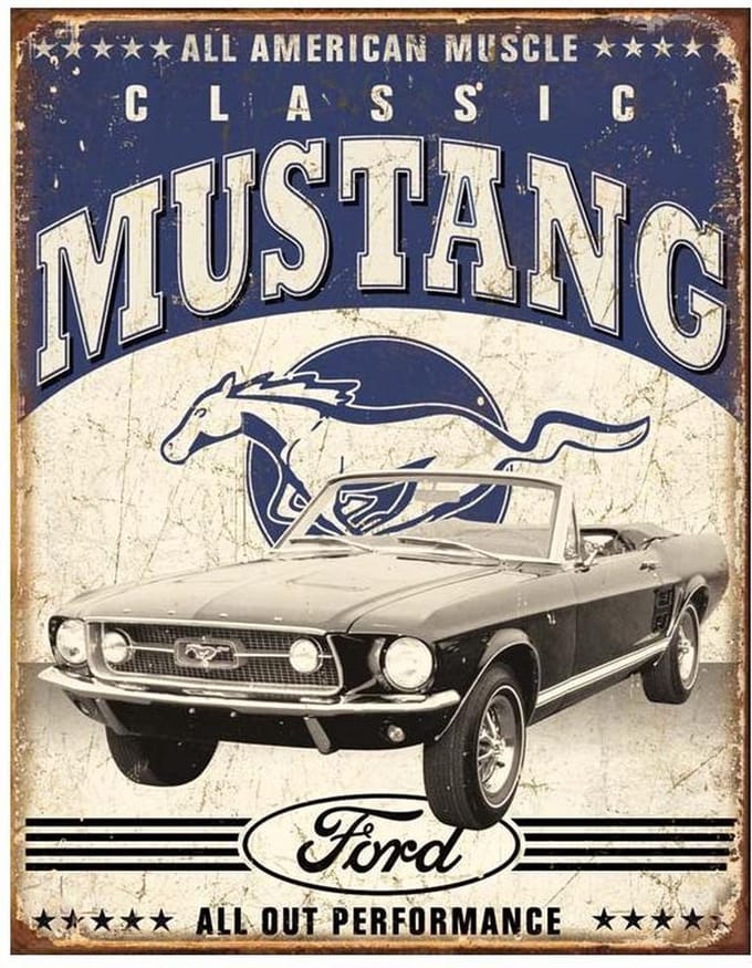 Wandbord - Ford mustang -30x40cm-