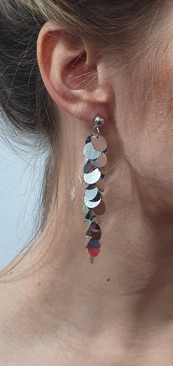 Pailletten oorbellen - Zilver - Disco