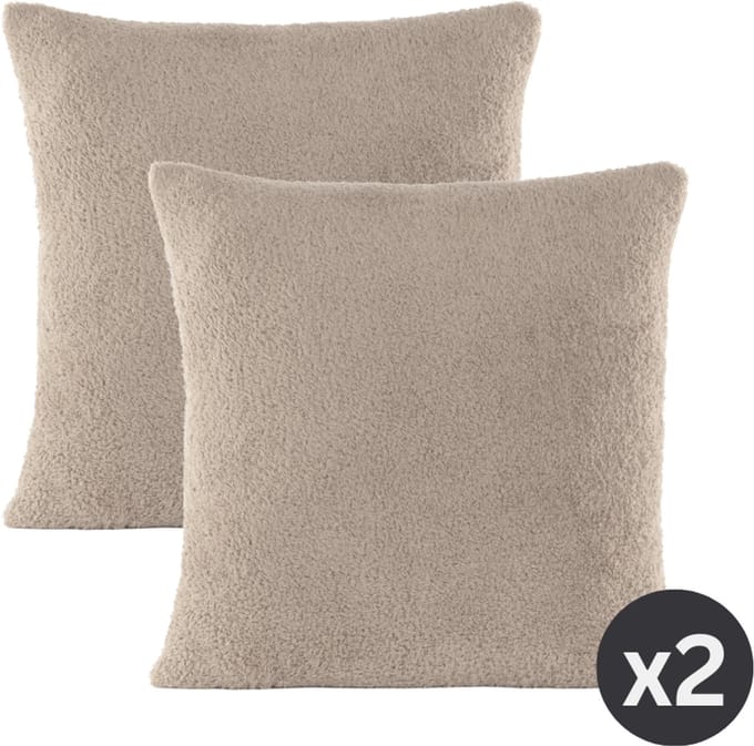 Tiseco - Kussen COCOON (gevuld) - SET/2 - Half fleece - 45x45 cm, taupe