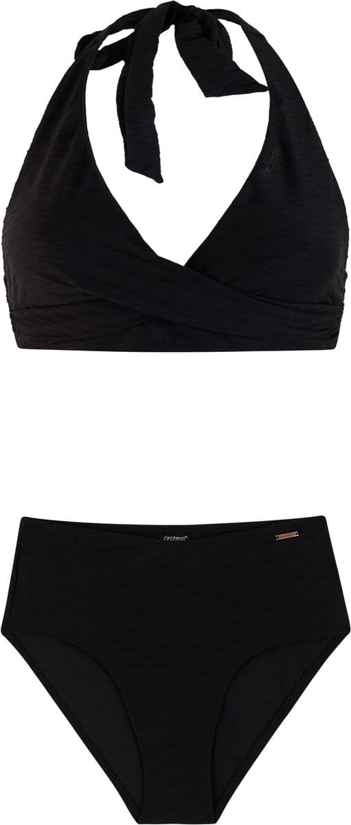 Protest PRTFrea - Bikini set Dames - Clipsluiting - Vaste vulling - Normale pasvorm - Hoge taille - Volledige dekking - Zwart