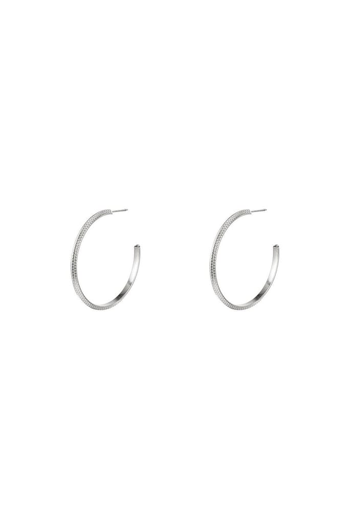 Stainless steel hoop earrings - oorbellen - yehwang- silver