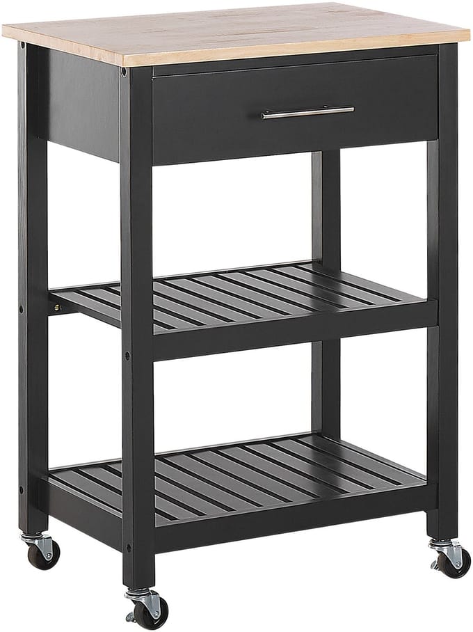 HIUMA - Keukentrolley - Zwart - Rubberhout