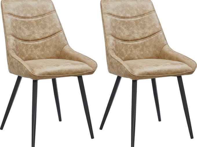 Colenis® - Svensk Eetkamerstoel - Set van 2 - Beige - Microvezel - Microfiber - Industrieel - Design - Comfortabele en Duurzame Eetkamerstoelen