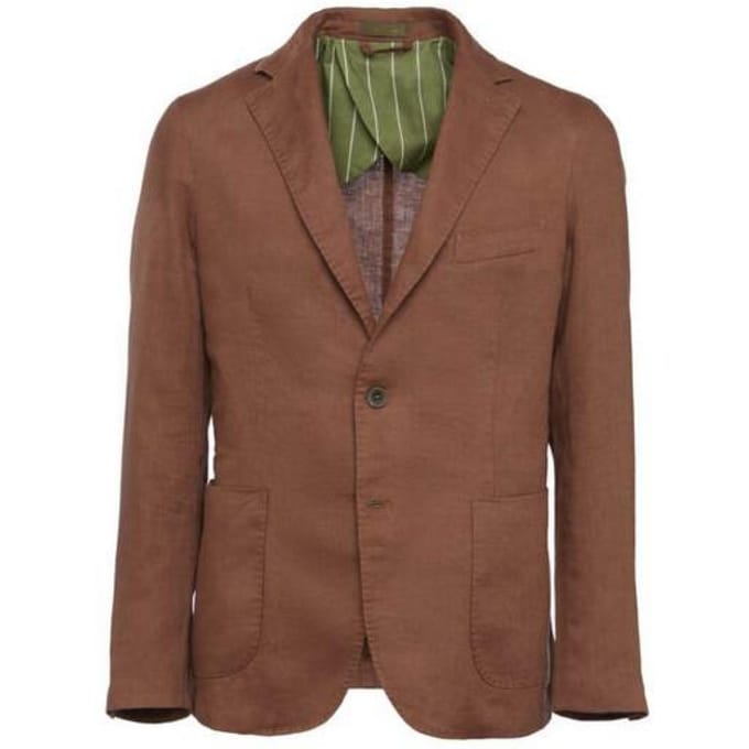 Outfit - Enkelborstige jas in Lino OF1S2S1G002/027CACAO