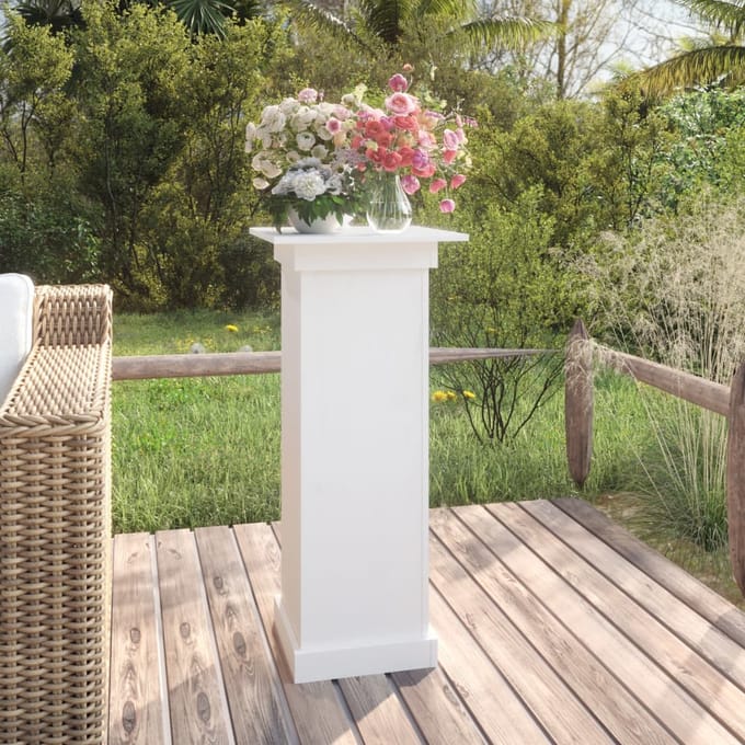 vidaXL - Bloemenstandaard - 40x40x90 - cm - massief - grenenhout - wit