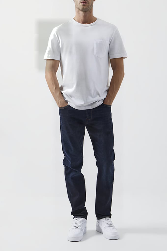 French Connection Slim Fit Stretch Jeans Indigo Reg Maat: W28 | Slim Jeans Outlet | Heren | Blauw